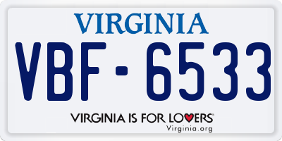 VA license plate VBF6533