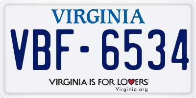 VA license plate VBF6534