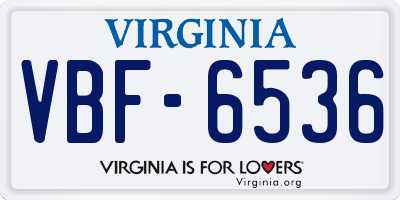 VA license plate VBF6536