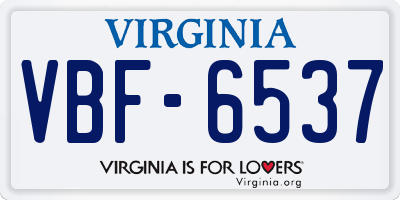 VA license plate VBF6537
