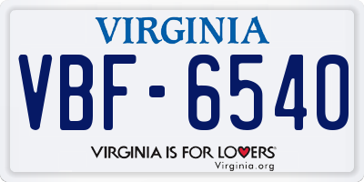 VA license plate VBF6540