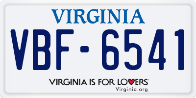 VA license plate VBF6541