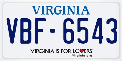 VA license plate VBF6543