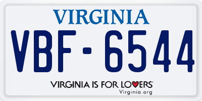 VA license plate VBF6544