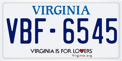 VA license plate VBF6545