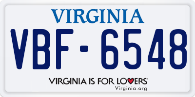 VA license plate VBF6548