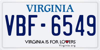 VA license plate VBF6549