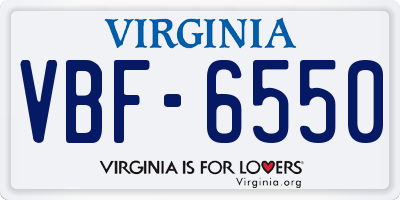 VA license plate VBF6550