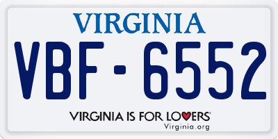 VA license plate VBF6552