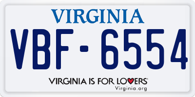 VA license plate VBF6554