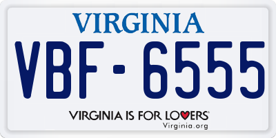 VA license plate VBF6555