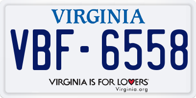VA license plate VBF6558
