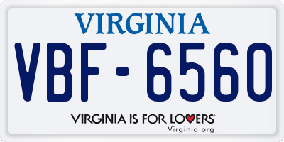 VA license plate VBF6560