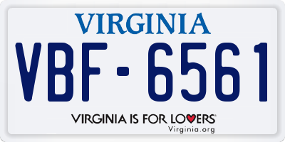 VA license plate VBF6561