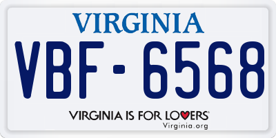 VA license plate VBF6568