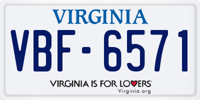 VA license plate VBF6571