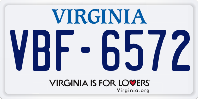 VA license plate VBF6572