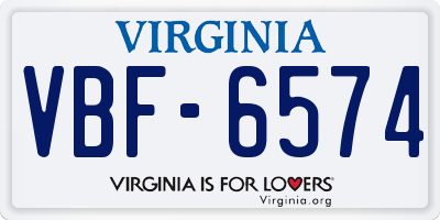 VA license plate VBF6574