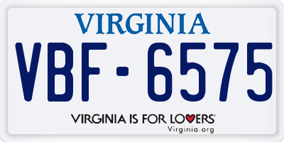 VA license plate VBF6575