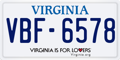 VA license plate VBF6578