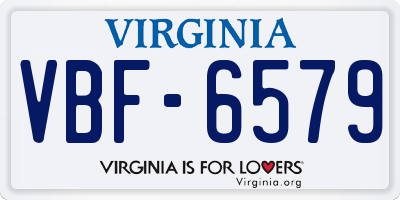 VA license plate VBF6579