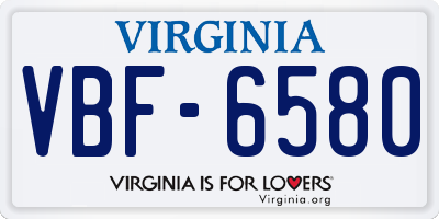 VA license plate VBF6580