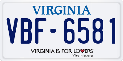 VA license plate VBF6581