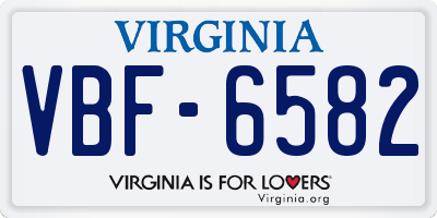 VA license plate VBF6582
