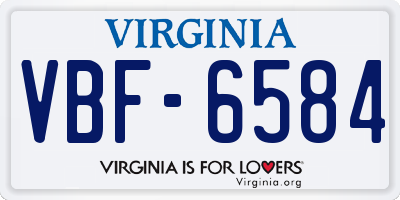 VA license plate VBF6584