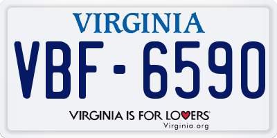 VA license plate VBF6590