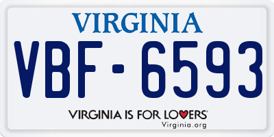 VA license plate VBF6593