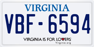 VA license plate VBF6594