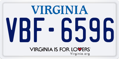 VA license plate VBF6596