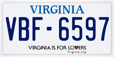 VA license plate VBF6597