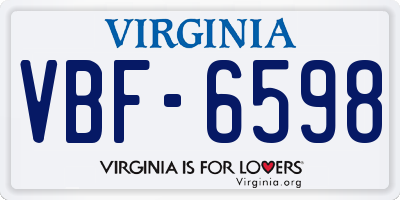 VA license plate VBF6598