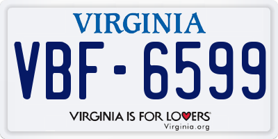 VA license plate VBF6599