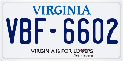 VA license plate VBF6602
