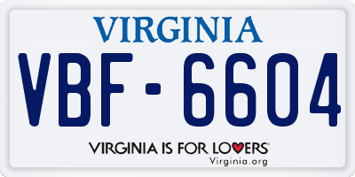 VA license plate VBF6604