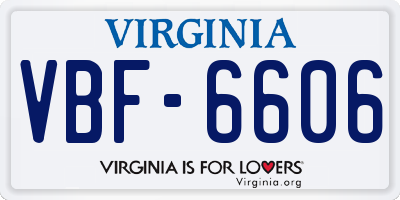 VA license plate VBF6606