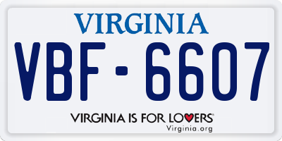 VA license plate VBF6607
