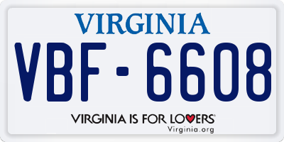 VA license plate VBF6608