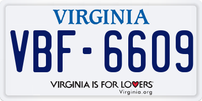 VA license plate VBF6609