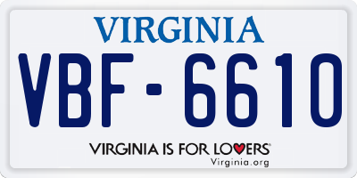 VA license plate VBF6610