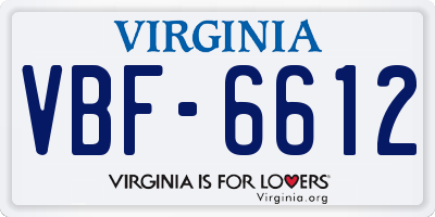 VA license plate VBF6612