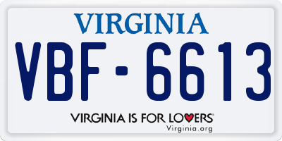 VA license plate VBF6613
