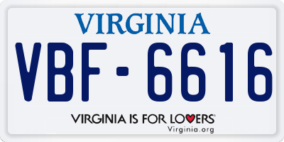 VA license plate VBF6616