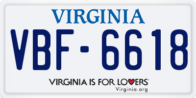 VA license plate VBF6618