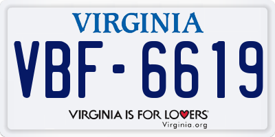 VA license plate VBF6619