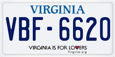 VA license plate VBF6620