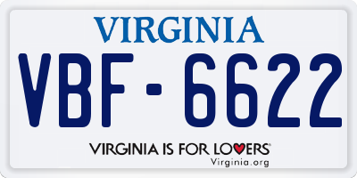 VA license plate VBF6622